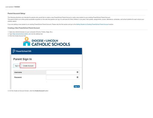 Parent Account Setup