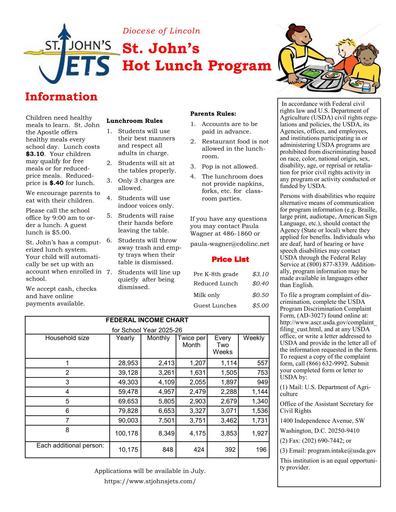 Lunch Information 2026-2027