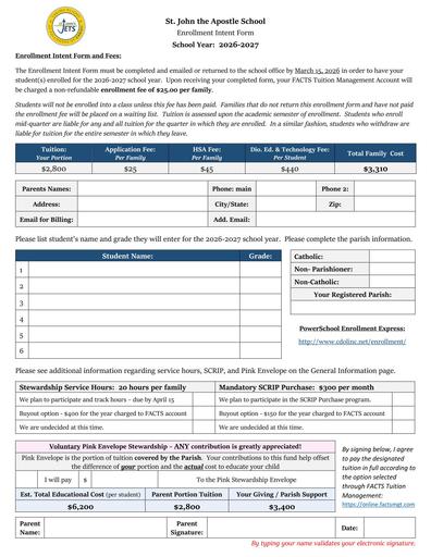 Enrollment Intent Form