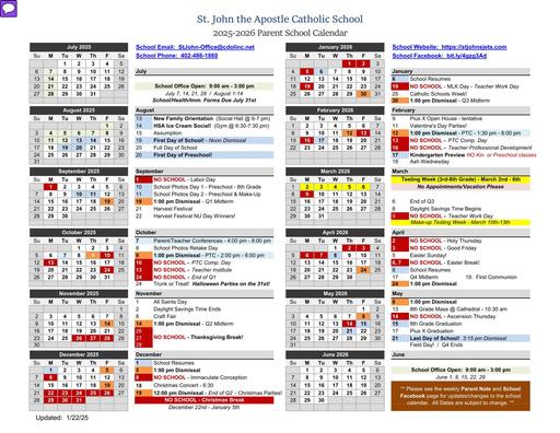 '25-'26 Parent Calendar