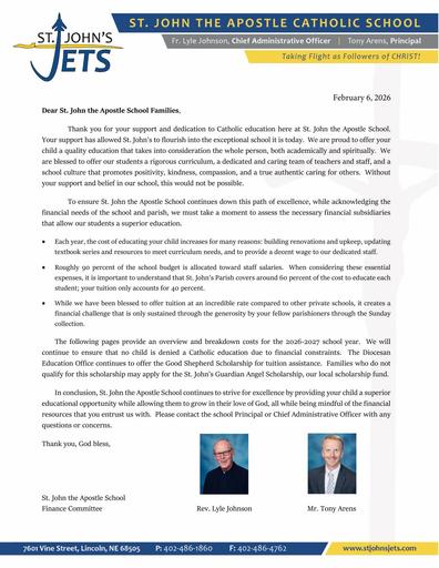 Tuition Announcement Letter