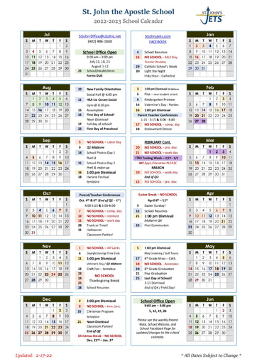 Parent Calendar 22-23